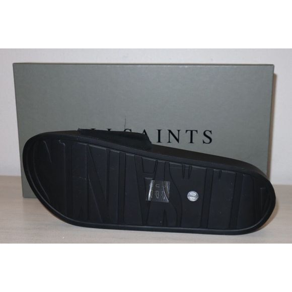ALLSAINTS 34ZM0180 Men's Sz 10M Black Sunland Suede Slide Sandals - Picture 3 of 7